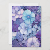 Zilver, Icy Blue en Lila Bloemenbruiloft Kaart (Achterkant)