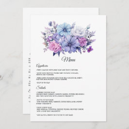 Zilver, Icy Blue en Lila Bloemenbruiloft Menu