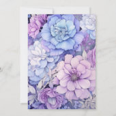 Zilver, Icy Blue en Lila Bloemenbruiloft Save The Date (Achterkant)