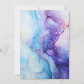 Zilver, Icy Blue en Lila Ink Bruiloft Kaart (Achterkant)