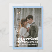 Zilver & Ijsblauw Jonggehuwden Kerstmis Feestdagenkaart (Voorkant)