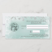 Zilver-ijsblauwe sneeuw-logo cadeaubon (Achterkant)