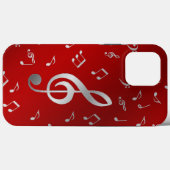 zilver in rode muzieknoten otter box OtterBox iPho Case-Mate iPhone Case (Achterkant (horizontaal))