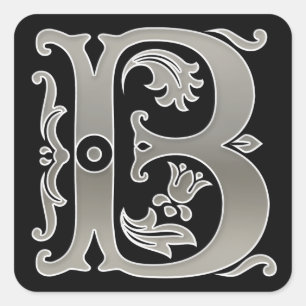 Zilver Initiaal B hoofdletter Sticker