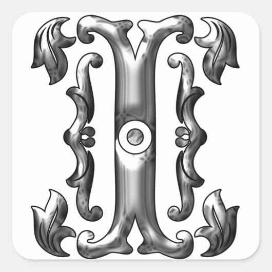 Zilver Initiaal I Hoofdletter Sticker (Voorkant)