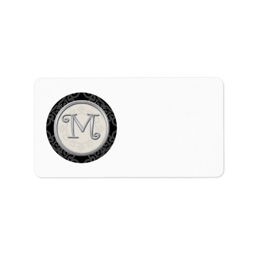 Zilver Initiaal M monogram Adresetiketten Etiket (Voorkant)