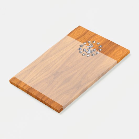 Zilver jacht vlag op Nautical Teak Wood Print Post-it® Notes (Schuin)