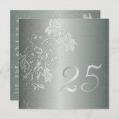 Zilver Jubileum 25 jaar Damask Flair Kaart (Voorkant / Achterkant)