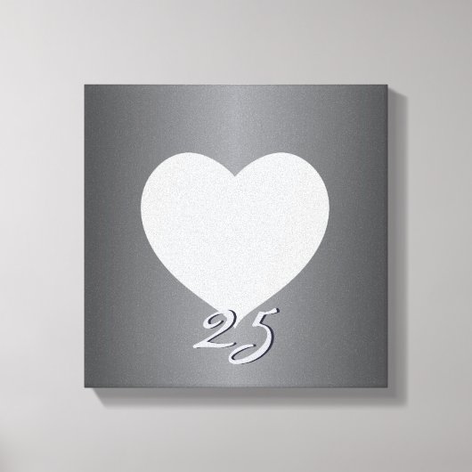 Zilver Jubileum Duidelijk Hart Lijst 1 Foto Canva Canvas Afdruk (Voorkant)