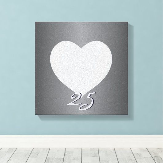 Zilver Jubileum Duidelijk Hart Lijst 1 Foto Canva Canvas Afdruk (Insitu (Houten vloer))
