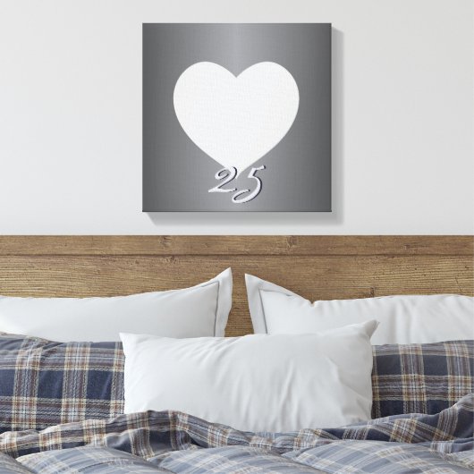 Zilver Jubileum Duidelijk Hart Lijst 1 Foto Canva Canvas Afdruk (Insitu (Slaapkamer))