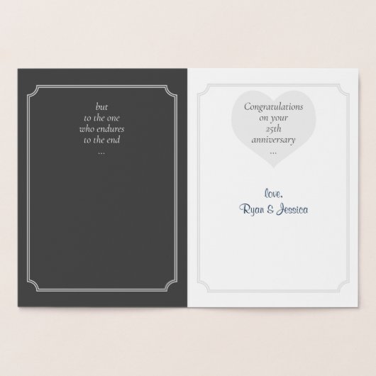 Zilver Jubileum Folie Kaart (Binnen)