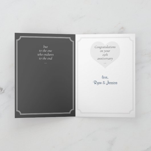 Zilver Jubileum Gevouwen Wenskaart Kaart (Binnen)