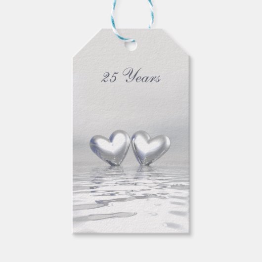 Zilver Jubileum Hearts Cadeaulabel (Voorkant)