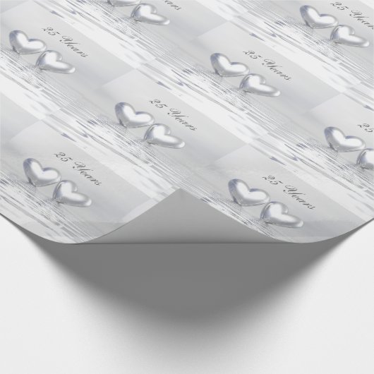 Zilver Jubileum Hearts Cadeaupapier (Hoek)