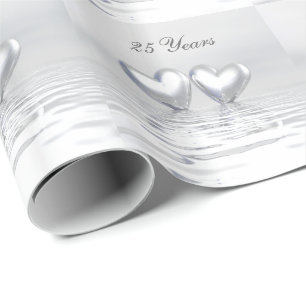 Zilver Jubileum Hearts Cadeaupapier