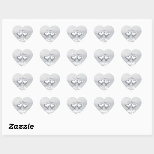 Zilver Jubileum Hearts Hart Sticker (Vel)