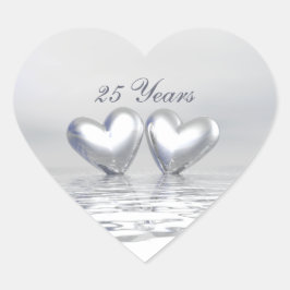 Zilver Jubileum Hearts Hart Sticker