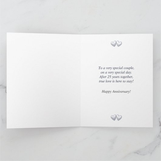 Zilver Jubileum Hearts Kaart (Binnen)