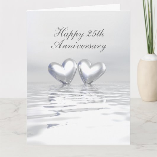 Zilver Jubileum Hearts Kaart (Voorkant)