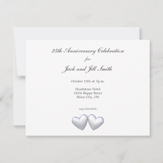 Zilver Jubileum Hearts Kaart (Achterkant)