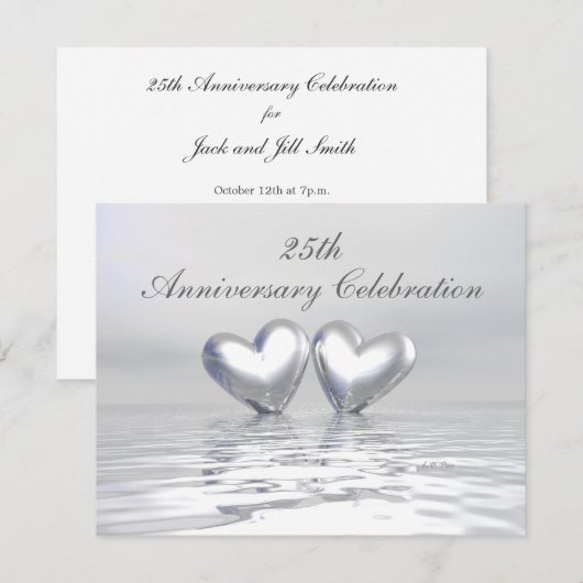 Zilver Jubileum Hearts Kaart (Voorkant / Achterkant)