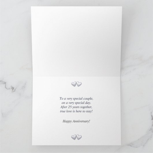 Zilver Jubileum Hearts Kaart (Binnen)