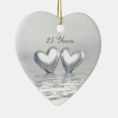 Zilver Jubileum Hearts Keramisch Ornament (Rechts)