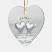 Zilver Jubileum Hearts Keramisch Ornament (Links)