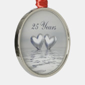 Zilver Jubileum Hearts Metalen Ornament (Rechts)