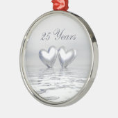 Zilver Jubileum Hearts Metalen Ornament (Links)