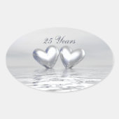 Zilver Jubileum Hearts Ovale Sticker (Voorkant)