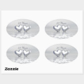 Zilver Jubileum Hearts Ovale Sticker (Vel)