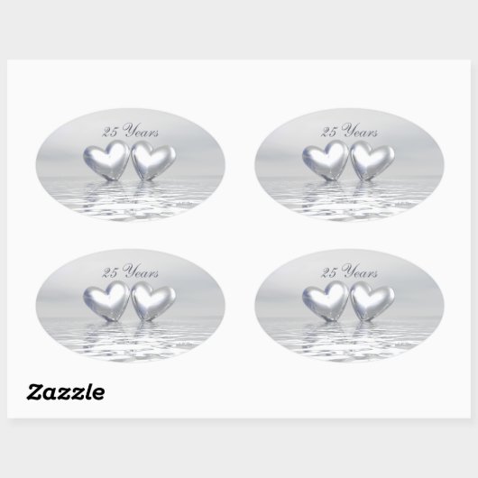 Zilver Jubileum Hearts Ovale Sticker (Vel)