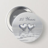 Zilver Jubileum Hearts Ronde Button 7,6 Cm (Voorkant /achterkant)