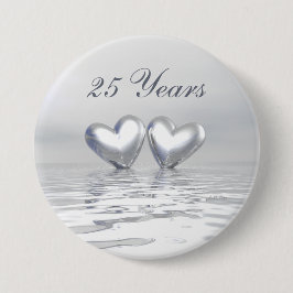 Zilver Jubileum Hearts Ronde Button 7,6 Cm