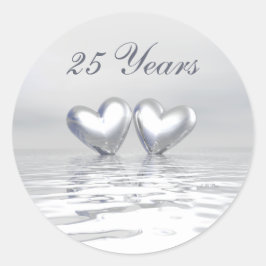 Zilver Jubileum Hearts Ronde Sticker