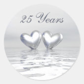 Zilver Jubileum Hearts Ronde Sticker (Voorkant)