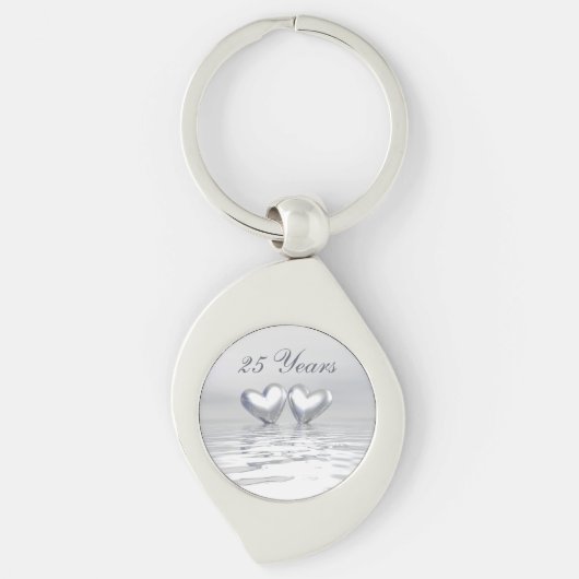 Zilver Jubileum Hearts Sleutelhanger (Voorkant)