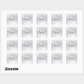 Zilver Jubileum Hearts Vierkante Sticker (Vel)