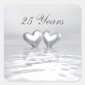 Zilver Jubileum Hearts Vierkante Sticker (Voorkant)