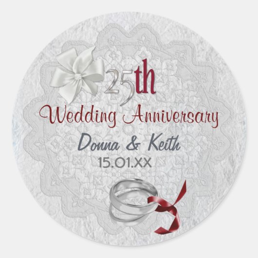 Zilver Jubileum Ronde Sticker (Voorkant)