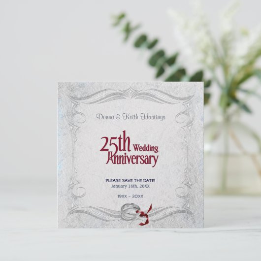 Zilver Jubileum Save The Date (Staand voorkant)