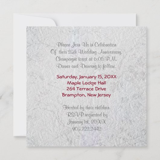 Zilver Jubileum Save The Date (Achterkant)