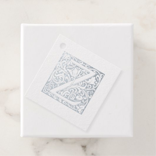Zilver Jubileum verlicht Letter Z Monogram Bedankjes Labels (Met doos)
