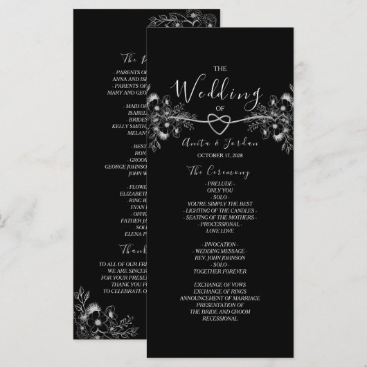 Zilver Kant Elegantie Programmakaart (Voorkant / Achterkant)