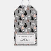 Zilver Kerstboom Patroon Cadeaulabel (Voorkant)