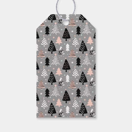 Zilver Kerstboom Patroon Cadeaulabel (Achterkant)