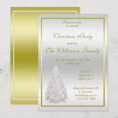 Zilver kerstboomfeest kaart (Voorkant / Achterkant)