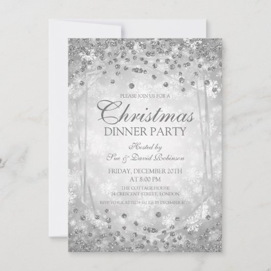 Zilver kerstfeest Glitter Winter Glam Kaart (Voorkant)